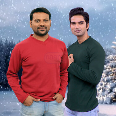 Stylish Full Sleeves V Neck T-Shirts BOGO (2VT1)