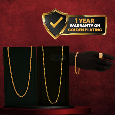 Golden Watch + 2 Chain + Bracelet + Ring (MGW2CBR5)