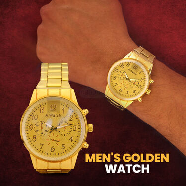 Golden Watch + 2 Chain + Bracelet + Ring (MGW2CBR5)