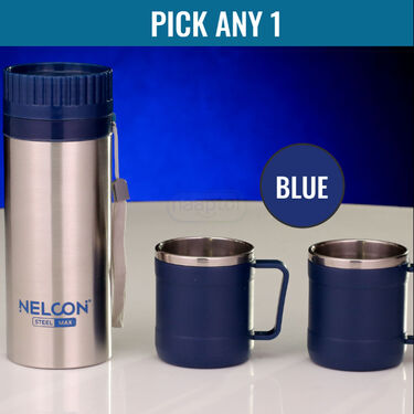 Hot Or Cold Insulated Flask (500 ml) + 2 Double Wall Cup (1F2C4)