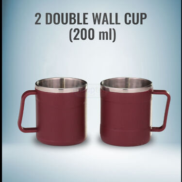 Hot Or Cold Insulated Flask (500 ml) + 2 Double Wall Cup (1F2C4)