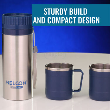 Hot Or Cold Insulated Flask (500 ml) + 2 Double Wall Cup (1F2C4)