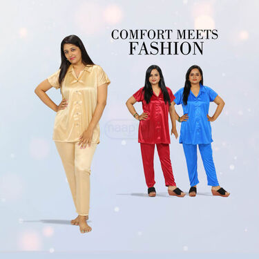 Super Comfortable Satin Nightsuit Set- Pick Any 1 (1NS4)