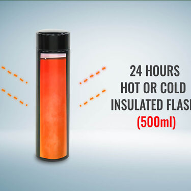 24 Hrs Hot & Cold Flask with Temperature Display + Free 2 Double Wall Cups (1TF2C)