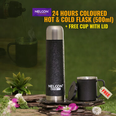 24 Hours Colored Hot & Cold Flask (500ml) + Cup with Lid (1CF1C1)