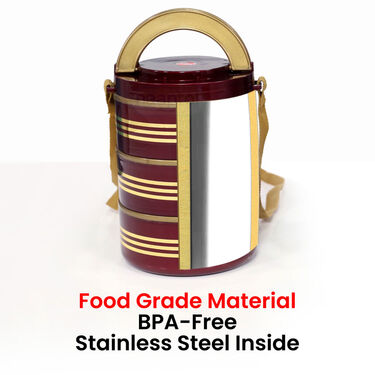 3 Layer + Free 2 Layer Steel Insulated Lunch Box (3&2RT)