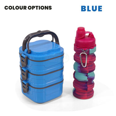 3 Layer Hot Insulated Tiffin with Silicone Folding Water Bottle (3LTSFB)