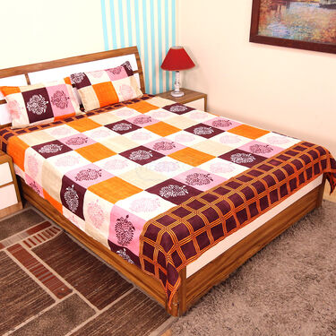 Pack Of 8 Multi Colour Double Bed Sheets With 16 Pillow Covers (8BS54)