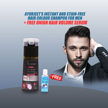 Ayurjeets Instant And Stain-Free Hair Colour Shampoo For Men + FREE Onion Hair Volume Serum (AHSSM)