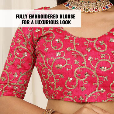 Designer Bandhini Saree With Fully Embroidered Designer Blouse (BDS1)