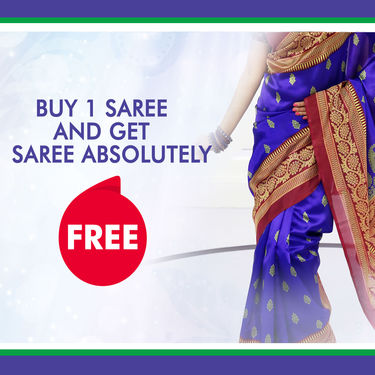 Banarasi Inspired Silk Saree with Blouse Piece (2AS1) - BOGO