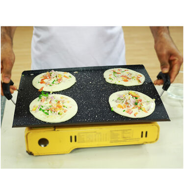 Big Non-stick Dosa Tava + 12 Cavity Appam Patra + 8 Cavity Idli Stand (1PT1AP1)