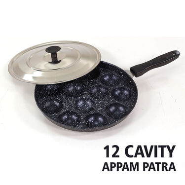 Big Non-stick Dosa Tava + 12 Cavity Appam Patra + 8 Cavity Idli Stand (1PT1AP1)