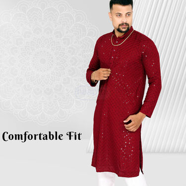 Mens Kurta with Golden Rope Chain And Bracelet Pick Any 1 (K1L3)