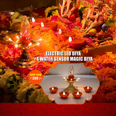 Electric LED Diya + 4 Water Sensor Magic Diya (L42)