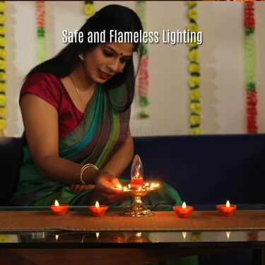 Electric LED Diya + 4 Water Sensor Magic Diya (L42)