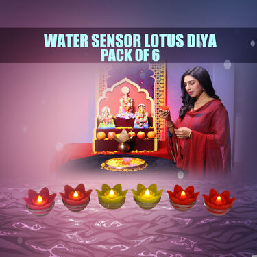 Water Sensor Lotus Diya - Pack of 6 (L43)