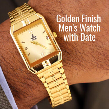 Mens Golden Watch with Free Ladies Designer Watch (MLGW9)