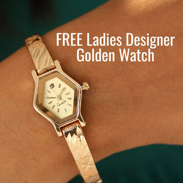 Mens Golden Watch with Free Ladies Designer Watch (MLGW9)