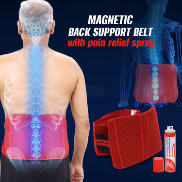 Magnetic Back Support Belt with Pain Relief Spray (PRS65)