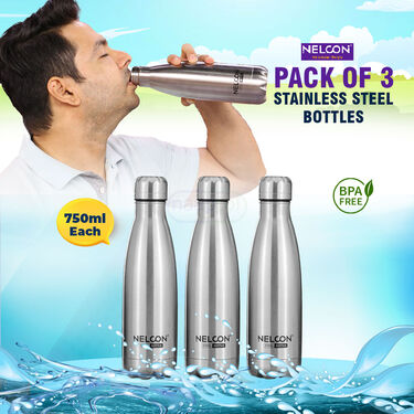 Pack of 3 Stainless Steel Water Bottle - 750ml (3B3)