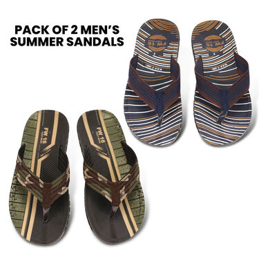 Pack of 2 Men's Summer Sandals + Free Stylish Watch & Sunglasses (SW82)