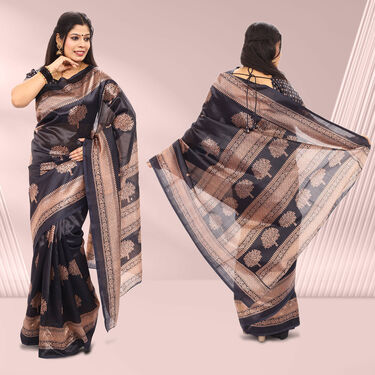 Pack of 8 Printed Art Silk Sarees with 8 Free Blouse Piece (8AS7)