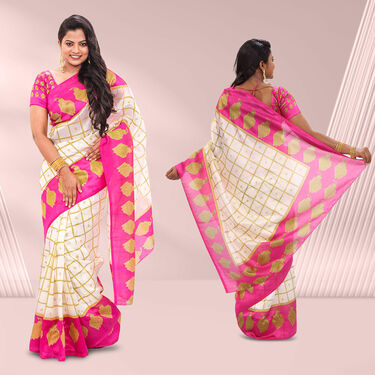 Pack of 8 Printed Art Silk Sarees with 8 Free Blouse Piece (8AS7)