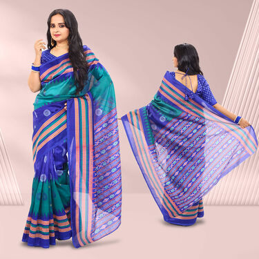 Pack of 8 Printed Art Silk Sarees with 8 Free Blouse Piece (8AS7)