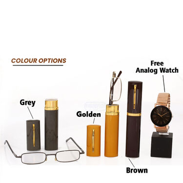 Rectangle Reading Glass For Men & Women With Free Analog Watch (RGW1)