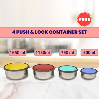 Set of 4 Casserole with Free 4 Push & Lock Containers + 3 Laddles (4C7FG)