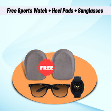 Pick Any 1 Sports Shoes With Heel Pads + Free Stylish Watch & Sunglasses (SSC1)