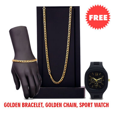 Stylish Leatherite Sandals Pick Any 1 + Free Sports Watch + Golden Chain + Golden Bracelet (SW62)