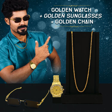 Golden Sunglasses + Golden Watch + Golden Chain (SWC1)