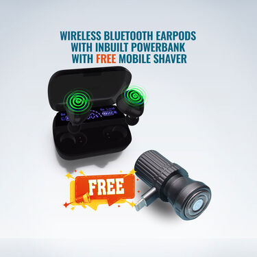 Wireless Bluetooth Earpods With Inbuilt Powerbank And Mobile Shaver Free Converter (TWS53)